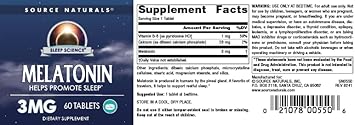 Source Naturals Sleep Science Melatonin* 3 mg - 60 Tablets : Health & Household