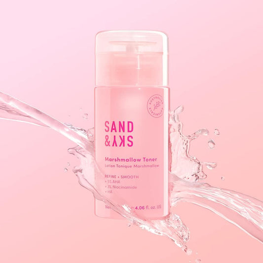 Sand & Sky Australian Essentials Brightening Toner With Niacinamide & Glycolic Acid - Marshmallow Extract Essence, Exfoliates & Strengthens Skin, 4.2 Fl Oz