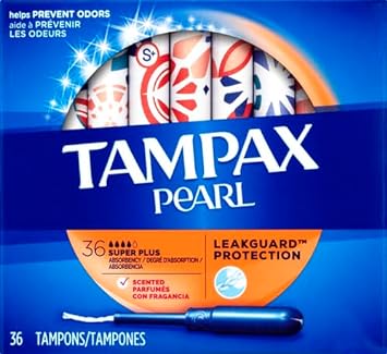 Tampax Pearl Plastic Tampons, Super Plus Absorbency, Scented, 36 tampons