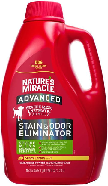 Nature'S Miracle Advanced Dog Stain And Odor Remover, Liquid, 128 Fl Oz, Sunny Lemon, Red
