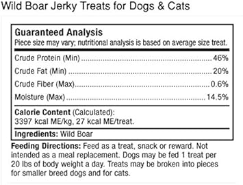 Dr. Mercola Wild Boar Jerky for Dogs and Cats, 4 oz. (113g), Made with Wild Boar, non GMO, Gluten Free, Soy Free : Pet Supplies