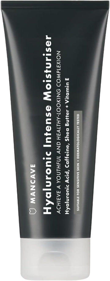 Mancave Hyaluronic Intense Moisturiser 100Ml, Formulated To Hydrate And Soften Skin With Hyaluronic Acid, Caffeine And Vitamin E, Natural Formulation, Dermatologically Tested, Vegan, Made In England