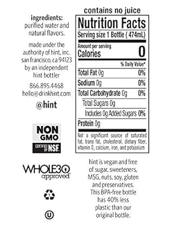 Hint Water Strawberry Kiwi Single Bottle, One 16 Ounce Bottle, Pure Water Infused With Strawberries & Kiwis, Zero Sugar, Zero Calories, Zero Sweeteners, Zero Preservatives, Zero Artificial Flavors