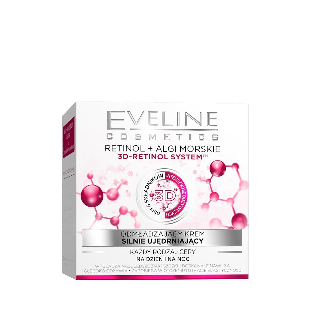 Eveline Cosmetics Nature Line 3D Retinol & Sea Algae Intensely Firming Rejuvenating Cream Day And Night Cream, Reducing Wrinkles, Fine Lines, Age Spots For All Skin Types : Beauty & Personal Care