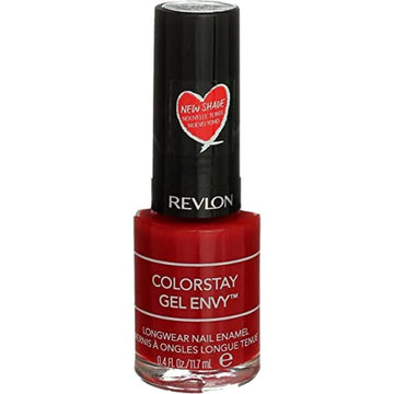 Revlon Colorstay Gel Envy Longwear Nail Polish, With Built-In Base Coat & Glossy Shine Finish, In Red/Coral, 550 All On Red, 0.4 Oz