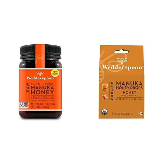 Wedderspoon Organic Manuka Honey Drops, Honey + Echinacea, Unpasteurized, Genuine New Zealand Honey, Perfect Remedy For Dry Throats, 4.0 Ounce : Grocery & Gourmet Food