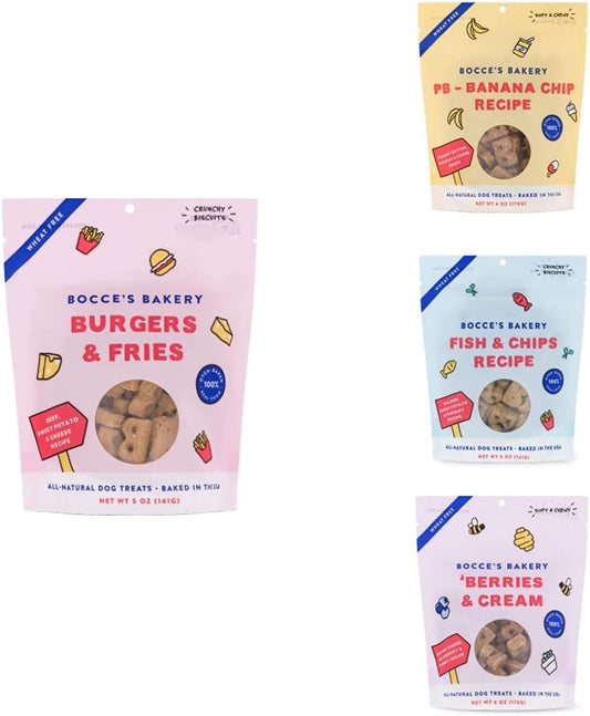 Bocce's Bakery Dog Days of Summer Treat Bundle for Dogs - Special Edition Wheat-Free Dog Treats, Made with Real Ingredients, Baked in The USA, All-Natural Soft & Chewy Cookies & Crunchy Biscuits, 5 oz : Pet Supplies