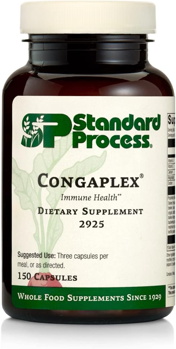 Standard Process Congaplex - Thymus Gland Support Supplement - Support Immune Health With Calcium Lactate, Magnesium, Vitamin C & Vitamin A - Immune System Aid With Mushroom Powder - 150 Capsules