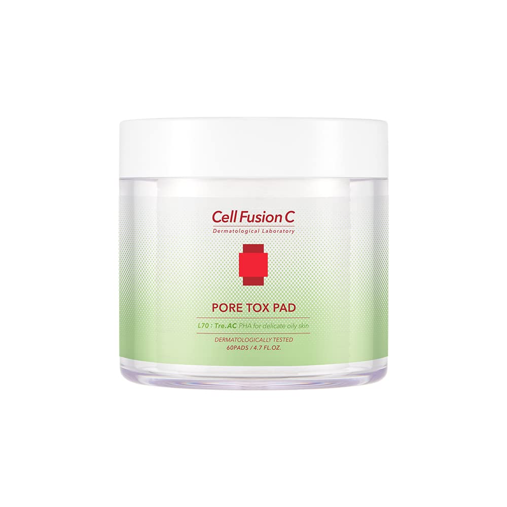 Cell Fusion C Tre.Ac Pore Tox Pad, Pore Tightening Toner Pads To Refine Pores And Exfoliate For Smoother Skin Texture With Pha, 60 Pads