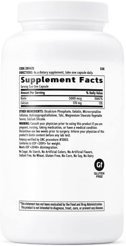 Gnc Biotin 5000Mcg | Supports Healthy Hair, Skin, & Nails | 240 Count