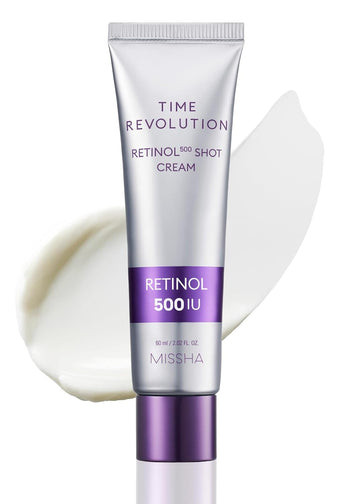 Missha Time Revolution Night Repair Retinol 500 Shot Cream 2.02 Fl Oz - Advanced Korean Retinol Cream For Face, Skin Barrier Strengthening, Improved Elasticity & Radiance, Overnight Moisturization