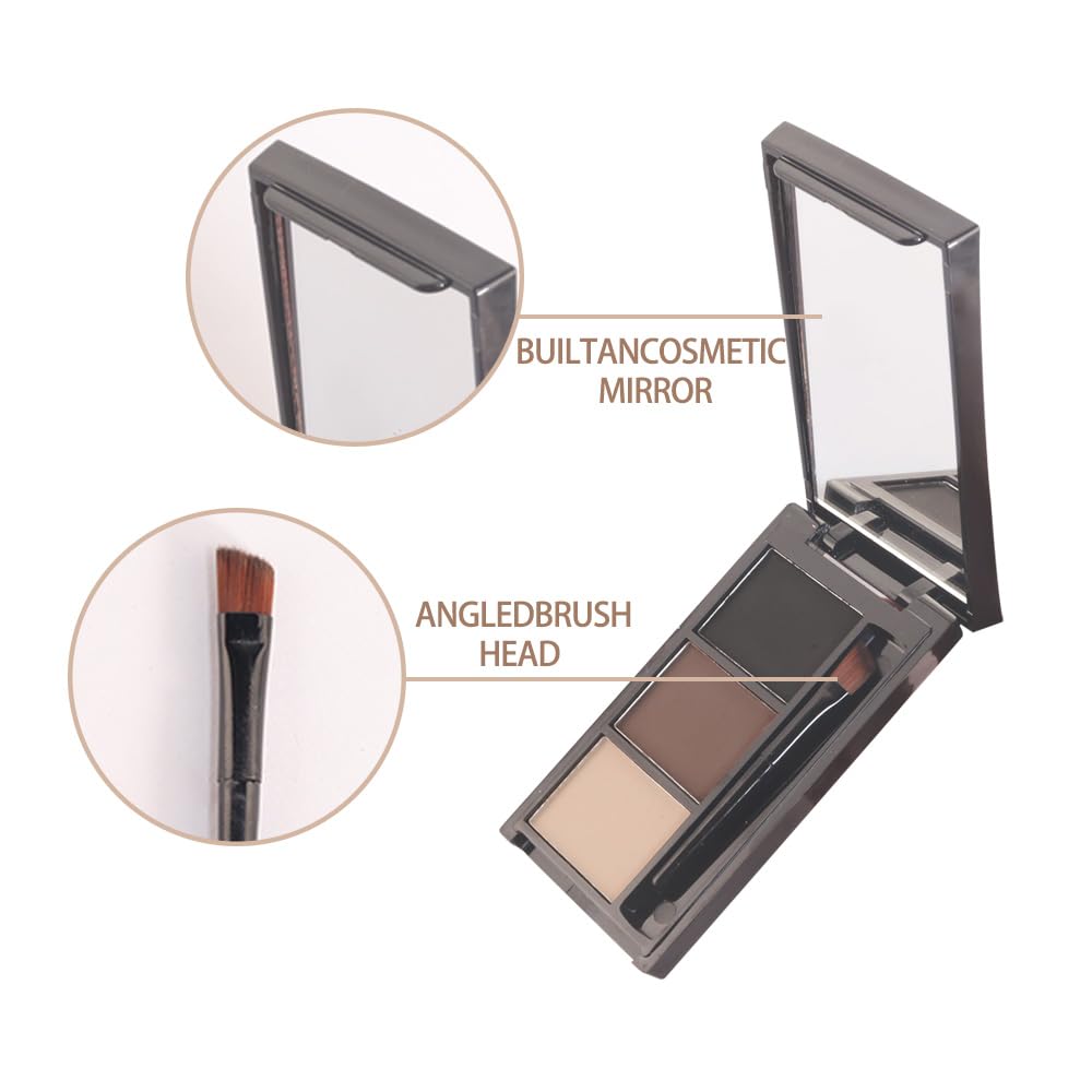 Eyebrow Powder Brown Black Kit,Eye Brow Powder For Women With Brow Brush,Long-Lasting Waterproof Three Colors Brow Filler Get Full Defined Natural Brows,Brown Eyebrow Powder Makeup : Beauty & Personal Care