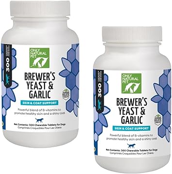Only Natural Pet Brewer's Yeast & Garlic Chewables - All-Natural Flea & Tick Prevention for Dogs - Fortified with B Vitamins - Promotes Healthy Skin & Coat - 300 Count Tablet (2 Pack): Pet Supplies: Amazon.com