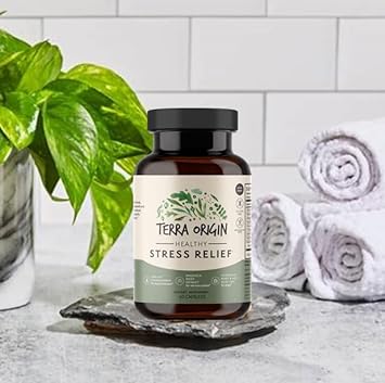 TERRA ORIGIN Healthy Stress Relief Capsules | 60 Capsules | Rhodiola Extract, Astragalus Root, Holy Basil and KSM-66 Organic Ashwagandha : Health & Household