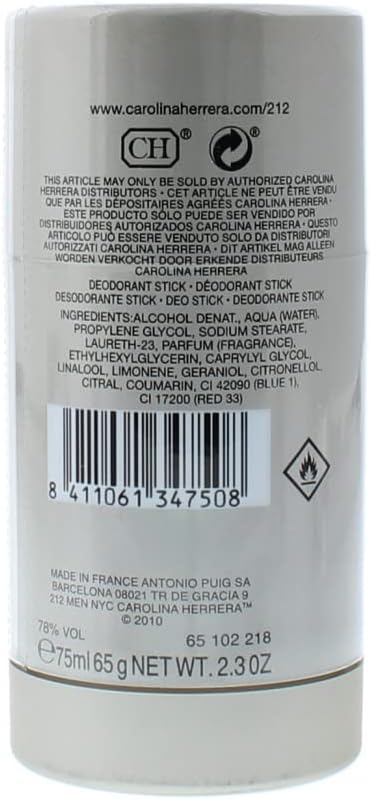 Carolina Herrera 212 Men Deodorant Stick 75 Ml, Multicoloured