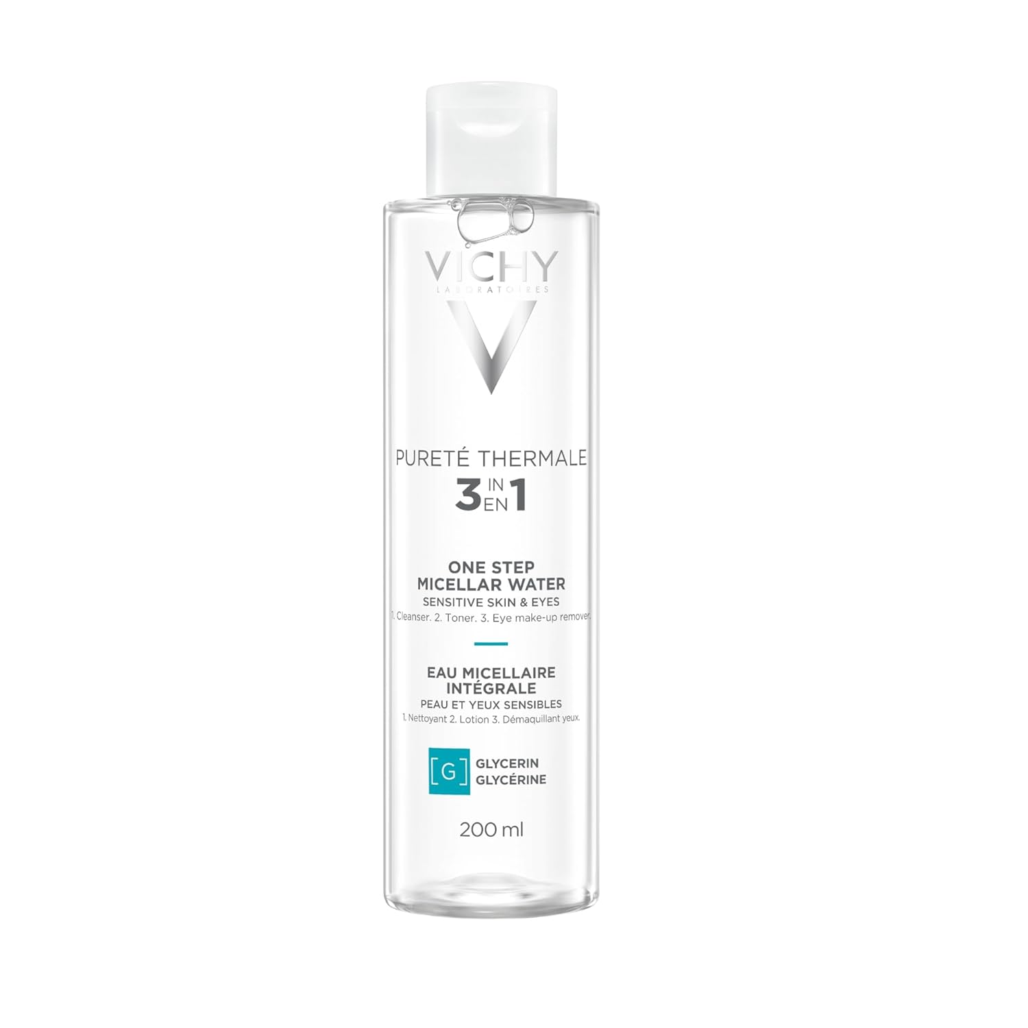 Vichy Pureté Thermale One Step Micellar Water Makeup Remover & Facial Toner | Micellar Cleansing Water + Vitamin B5 | No Rinse Needed | Gentle Eye Makeup Remover & Hydrating Toner For Face