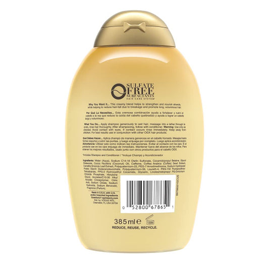 Ogx Anti-Hair Fall + Coconut Caffeine Strengthening Shampoo With Caffeine, Coconut Oil & Coffee Extract, 13 Fl Oz