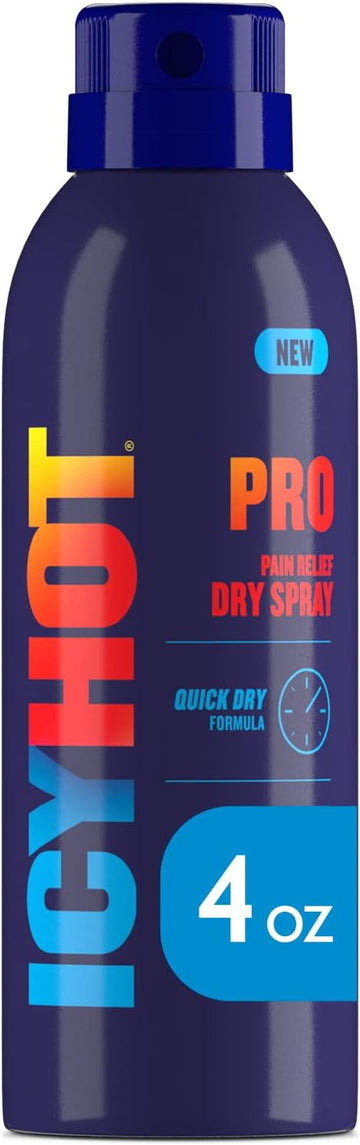 Icy Hot PRO Pain Relief Dry Spray 4-oz. Bottle, Quick Drying Formula with Menthol & Camphor