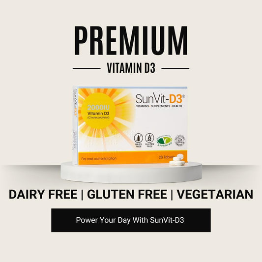 Sunvit-D3 Vitamin D 2000Iu - High Strength Vitamin D Tablets Support The Maintenance Of Bone, Teeth, Muscle & Immune System | Made In Uk & Gmp Approved | Dairy & Gluten Free - D3 Vitamins 28 Tablets