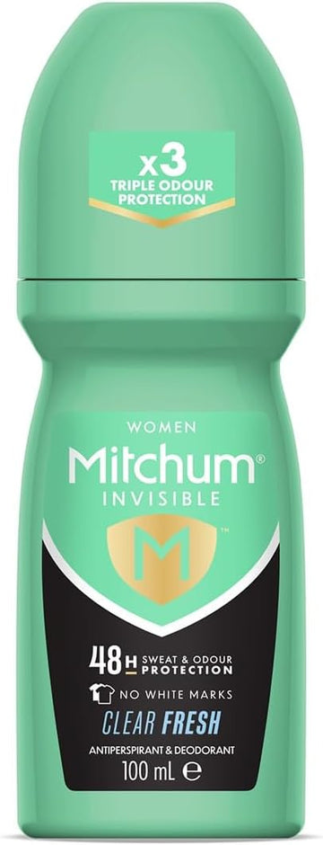 Mitchum Invisible Women 48Hr Protection Roll On Deodorant & Anti-Perspirant, No White Marks, Alcohol Free, Clear Fresh