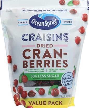 Ocean Spray Craisins Dried Cranberries, Reduced Sugar, 20 Ounce