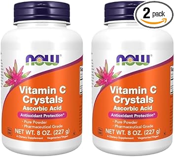 Now Supplements, Vitamin C Crystals (Ascorbic Acid) Powder, Antioxidant Protection*, 8-Ounce (Pack Of 2)