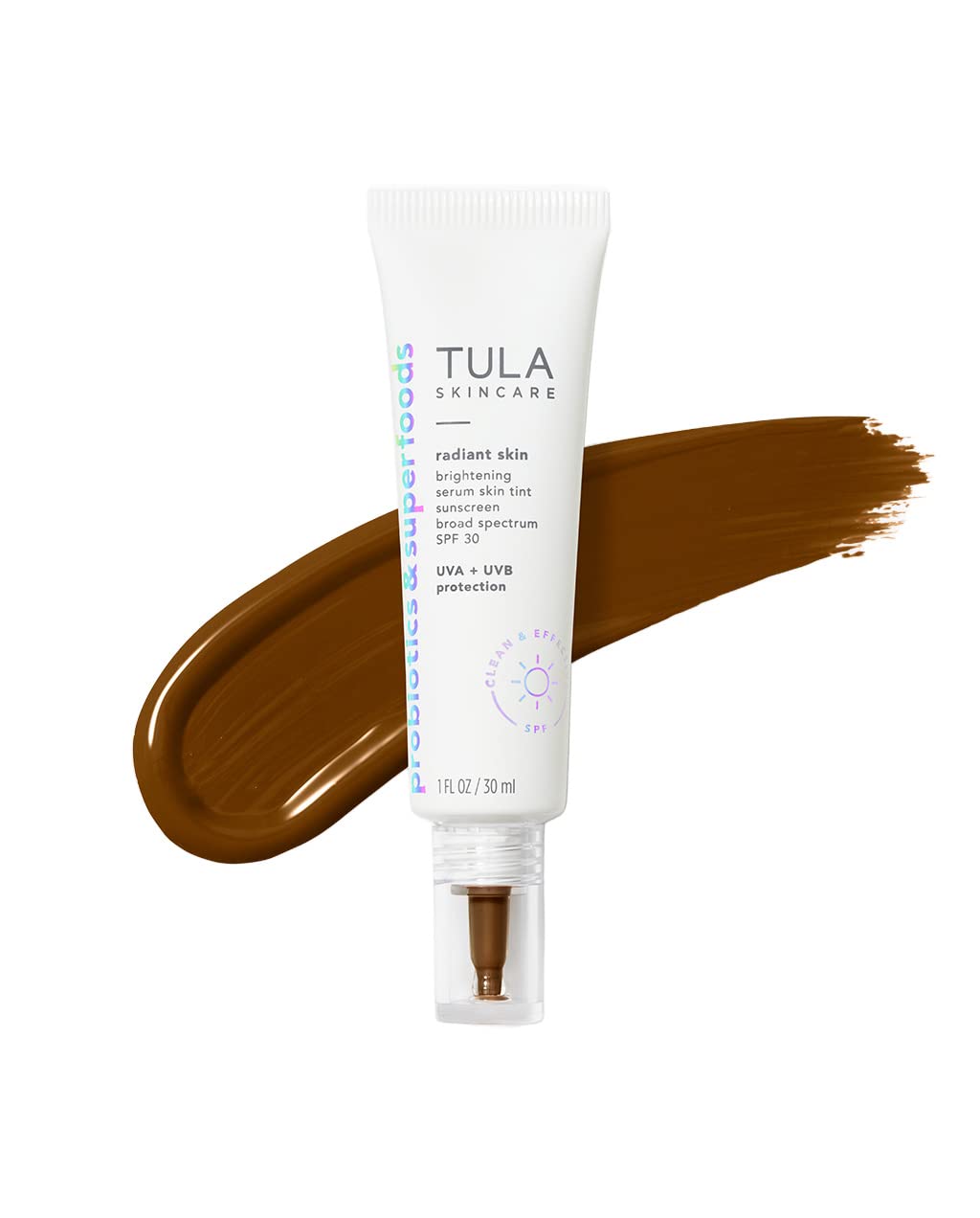 Tula Skin Care Radiant Skin Brightening Serum Skin Tint Spf-Facial Sunscreen Provides Broad Spectrum Spf 30 Protection, Tinted, Serum-Light Formula Brightens And Evens Skin-Shade 26, 1.0 Fl Oz