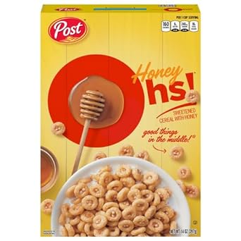 Post Honey Oh!s cereal, Filled Ohs Breakfast Cereal, 14 Ounce