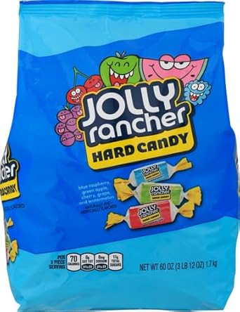 Jolly Rancher Assorted Fruit Flavored Hard, Individually Wrapped Hard Candy Bulk Bag, 60 Oz