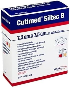 BSN Cutimed Siltec Foam Dressings B 7.5cm x 7.5cm, Pack of 10