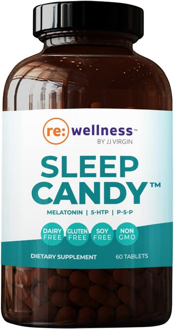 Sleep Candy - Reignite Wellness By Jj Virgin - Chewable 5-Htp Supplement With Inositol, Vitamin B6, Melatonin & L-Theanine For Adults (60 Tablets, Lemon Flavor)