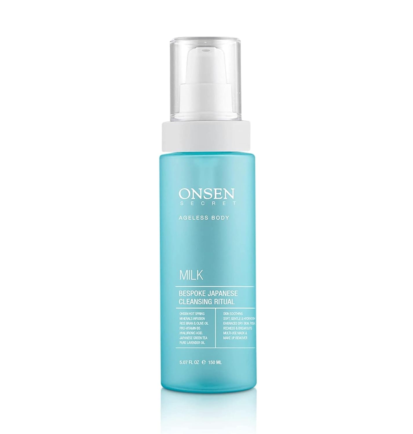Onsen Secret Japanese Cleansing Milk Face Wash, Anti Aging Gentle Cleanser, Makeup Remover, Cleansing Milk For Sensitive Skin, All Natural, Purifying Organic, Non Foaming Facial Cleanser - 150 Ml
