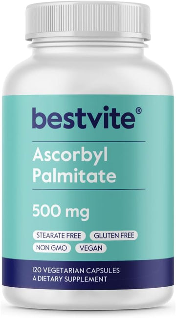 Bestvite Ascorbyl Palmitate 500Mg (120 Vegetarian Capsules) - No Stearates - No Fillers - No Flow Agents