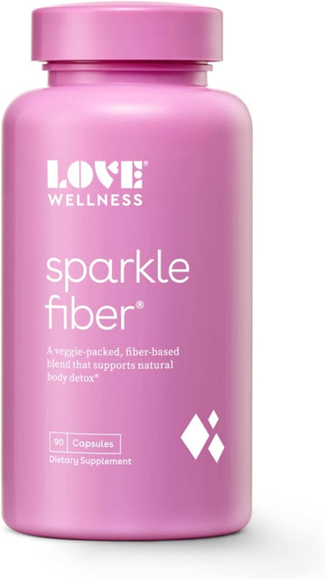 Love Wellness Sparkle Fiber Supplement For Digestive Health | Psyllium Husk Powder | Supports Regularity & Weight Management | Beauty Pills For Bloating Relief With Digestive Enzymes | 90 Capsules