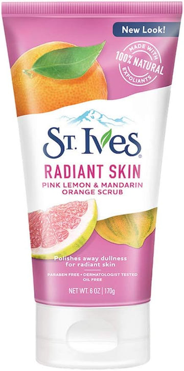 St. Ives Radiant Skin Face Scrub For Dull Skin Pink Lemon And Mandarin Orange Dermatologist-Tested Face Wash Scrub With 100 Percent Natural Exfoliants 6 Oz