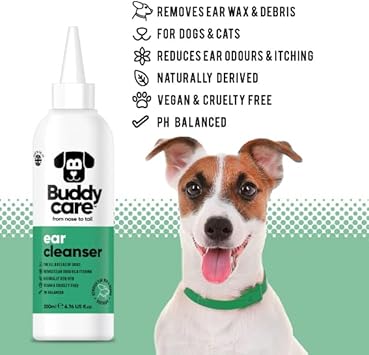 Dog Ear Cleanser by Buddycare | Soothing Ear Cleaning Solution for Dogs | Naturally Derived Ingredients With Aloe Vera (200ml)