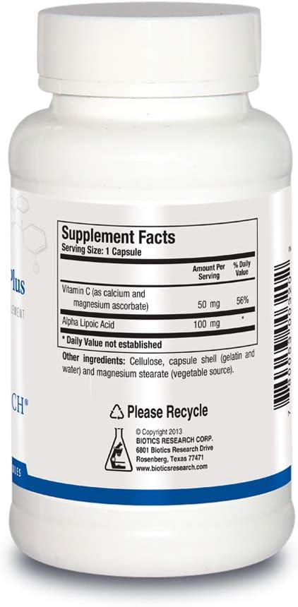 Biotics Research Lipoic Acid Plus– Alpha-Lipoic Acid, Vitamin C, Powerful Antioxidant, Promotes Eye Health. 90 Caps