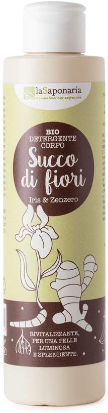 La Saponaria Iris & Ginger Body Cleanser, Shower Gel, Body Wash, Vitamins & Antioxidants, Revitalising, Natural, Vegan, Cruelty-Free, Bio Plastic, Organic, 200Ml