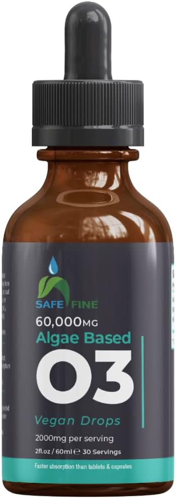 Omega 3 Liquid Vegan Drops - Dha & Epa From Algae Oil - 60 Ml Dropper Bottle - 2000 Mg Per Serving - Supports Heart, Brain, Eyes & Joint Health Supplement For The Whole Family