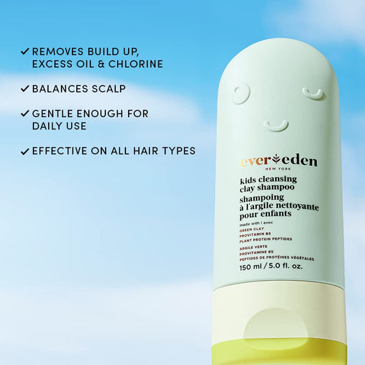 Evereden Kids Cleansing Clay Shampoo, 5 fl oz. | Plant Based Haircare for Kids | Clean and Non-toxic Ingredients | Natural Shampoo for Kids