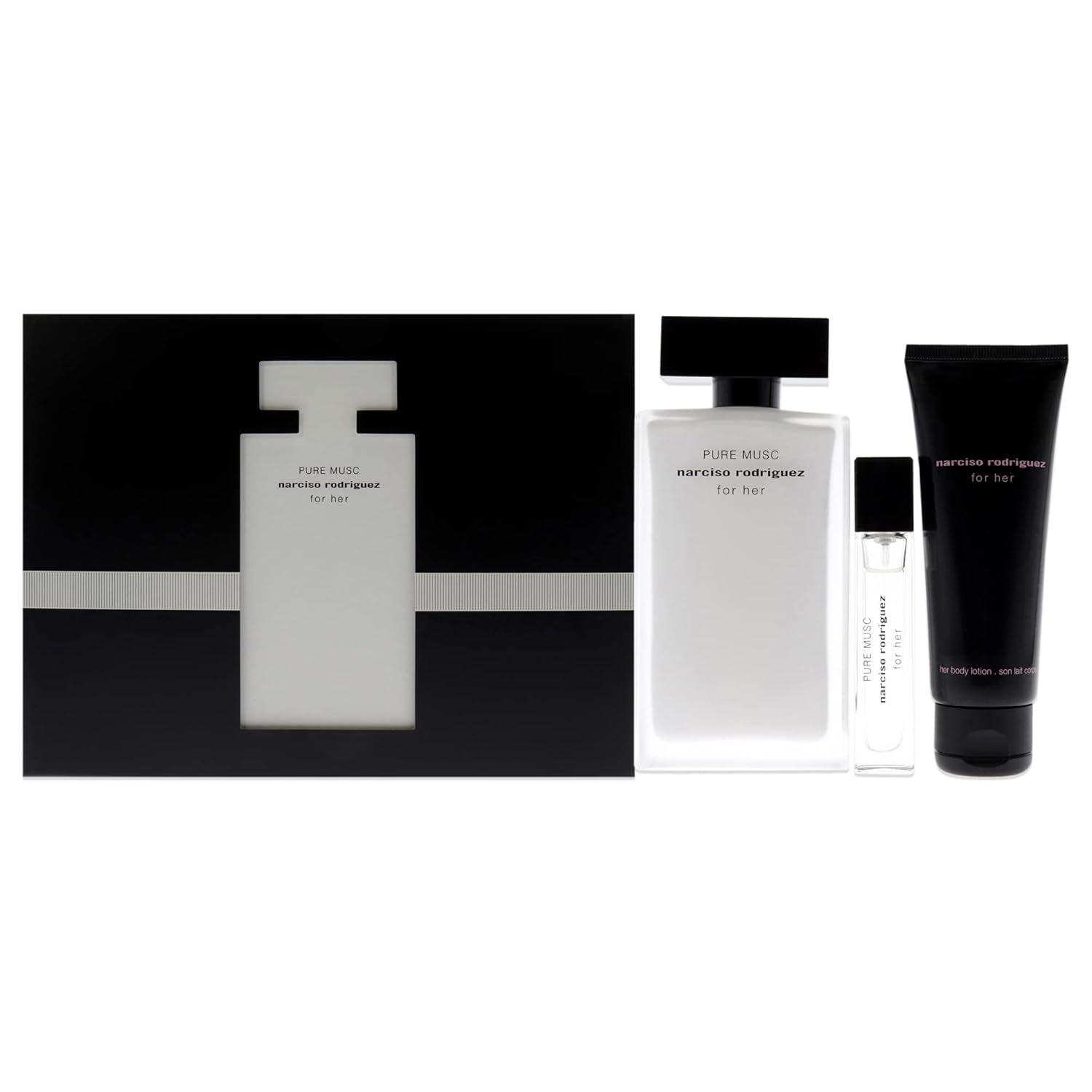 Narciso Rodriguez Pure Musc 3.3Oz Edp Spray, 0.33Oz Edp Spray, 2.5Oz Body Lotion Women 3 Pc Gift Set : Beauty & Personal Care