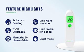 Digital Thermometer for Adults Kids, Non Contact Infrared LCD Display Baby Thermometers and Body Temperature (White) : Amazon.co.uk: Health & Personal Care