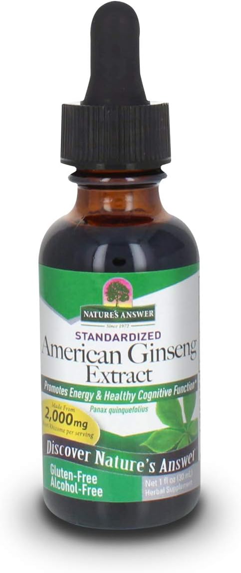 Nature'S Answer Ginseng American Root Alcohol-Free, 1-  | Promotes Vitality | Immune Support Booster | Improves Cognitive Function | Natural Energy Increase