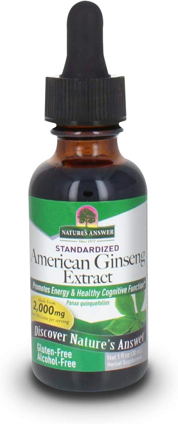 Nature'S Answer Ginseng American Root Alcohol-Free, 1-  | Promotes Vitality | Immune Support Booster | Improves Cognitive Function | Natural Energy Increase