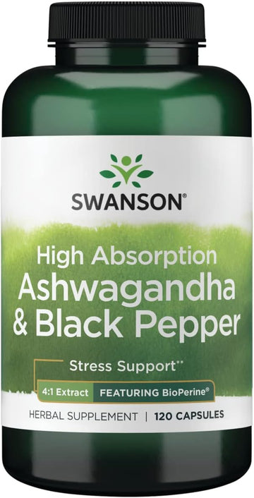 Swanson High Absorption Ashwagandha & Black Pepper - Featuring Bioperine 120 Caps