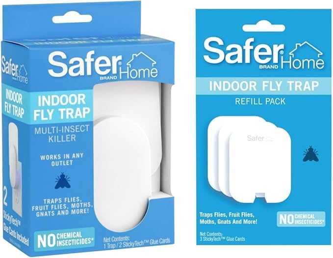 Fly Trap Indoor for Home-Plug-in Flying Insect Trap for Flies, Fruit Flies, Moths, Gnats, Mosquito Killer Insect Catcher Fly Tapper with Refill Glue Cards for Home Office