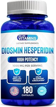 We Like Vitamins Diosmin Hesperidin 1000Mg – 180 Capsules – 90 Day Supply - Diosmin And Hesperidin Supplement – Helps To Support Healthy Circulation, Veins, Capillaries, And Lymphatic Drainage