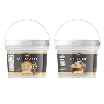 Birch & Meadow Rolled Oats & Oat Flour Bundle (1 Gallon Buckets), Versatile Ingredients, Oatmeal & Smoothies, Flavorful