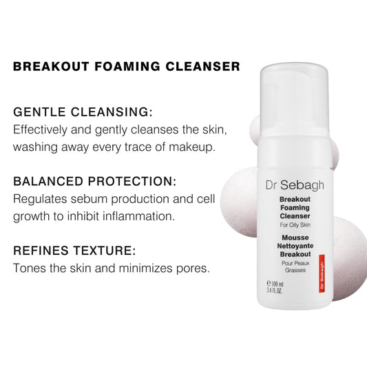 Breakout Foaming Face Cleanser - (3.4 Fl Oz) Clears Blemishes & Breakouts | Purifies Skin & Reduces Irritation | Controls Oil & Removes Makeup, Dirt & Impurities | Preserve Face'S Moisture