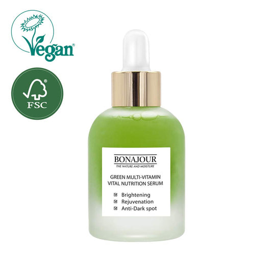 Bonajour Vegan Natural Green Multi Vitamin Serum For Face - 72% Vitamin, Anti Aging & Brightenging, Remove Dark Spot 1.18 Fl. Oz